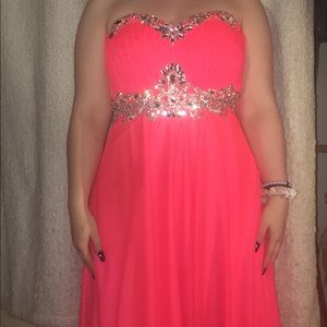 Bright pink/orange prom dress!!